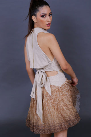 ROBE BLAZER SANS MANCHE À VOLANT