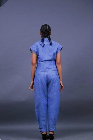 ENSEMBLE TOP À ZIP ET JEAN CIGARETTE