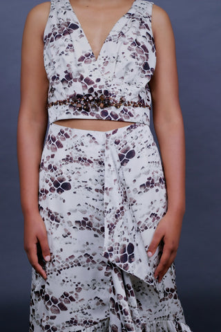 ENSEMBLE CROP TOP IMPRIMER ET JUPE À VOLANT