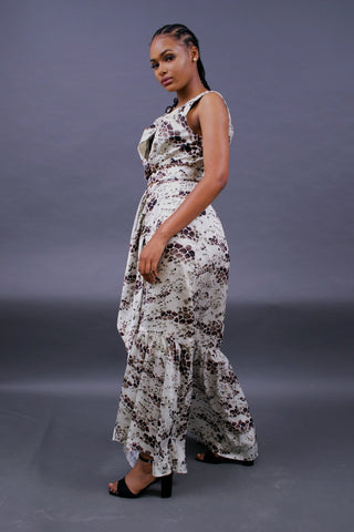 ENSEMBLE CROP TOP IMPRIMER ET JUPE À VOLANT