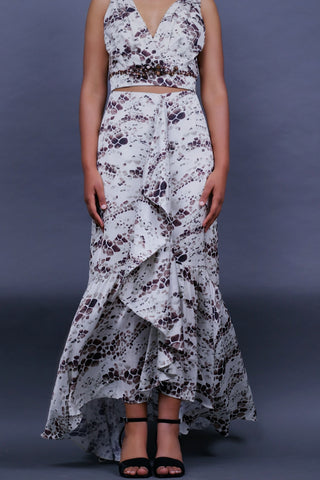 ENSEMBLE CROP TOP IMPRIMER ET JUPE À VOLANT